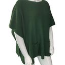 J.Jill  Womens One Size Poncho Sweater Green Front Pockets Tunic Length Rib Knit Photo 9