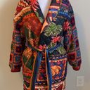 Farm Rio  Patchwork Tapestry Crochet Sleeve Puffer Coat Photo 0