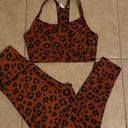 Sage RUST AND BLACK CHEETAH PRINT LEGGINGS 2 piece work out  SET XS Photo 0