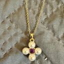 Gold Pearl Necklace With Purple Diamond Photo 0