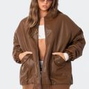 Edikted Faux Leather Oversized Bomber Jacket Photo 0