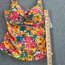 Anne cole  Underwire Twist Front Tankini Top Size 32C/34B Orange Floral Sunshine Photo 5