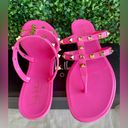 Nicole Miller BNIB -  Hot Pink Jelly Sandals W/ Gold Studs | US7 EU38 Photo 2