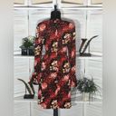 Vintage 70s boho mod floral red black midi dress trumpet sleeves sz M L Size M Photo 1