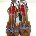 Christian Louboutin Vintage  Bow Accent blue espadrille wedge gladiator sandals Photo 6