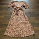 Love, Whit by Whitney Port Leopard Print Button Down Puff Sleeve Dress Medium Tan Photo 7