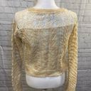 Delia's  Sweater Cropped Open Knit Peach & White-Small Photo 2