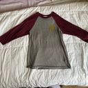 Obey Quarter Sleeved Baseball Tee Gray And Burgundy Photo 1