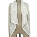 Brochu Walker  White Tencel Linen Open Front Waterfall Blazer Jacket Size Medium Photo 0