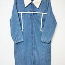 Vintage Blue J. Denim Coat Womens‎ Sherpa Trimmed Long Length XL Photo 0