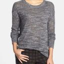 Caslon  Zip Back High Low Linen Blend Melange Knit Sweater Gray Size 1 Photo 1