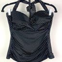 MiracleSuit  Black White Polka Dot Retro Ruched Side Seams Tankini Swimsuit Top Photo 0