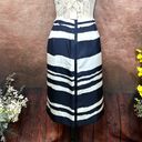 W By Worth  Wavy Stripe Silk Twill Slim Skirt - Navy/White - size 10 Photo 8