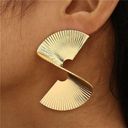 Twisted Gold  Statement Geometric Earrings For Women Photo 1