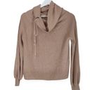 Umgee NWT  Women’s Drawstring Neckline Cowl Neck Off Shoulder Sweater Tan Small Photo 3