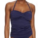 Anne cole  Twist Front Ruched Tankini Top  Blue Size Medium New With Tag Photo 0