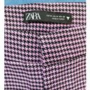 ZARA  High Waisted Purple Houndstooth Mini Flare Leg Pants M Photo 5