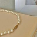 American Vintage Vintage “Zillah” Ivory Pearl Necklace 18” Gold Tone Marquis Fishhook Classic Photo 4