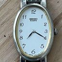 Seiko  Vintage Ladies Watch Oval White Dial Stainless Basket-Weave Bracelet Photo 0