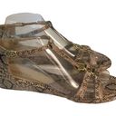 Chadwick's Womens  Brown Snake Print T Strap Wedge Low Heel Buckle Sandals Size 9M Photo 0