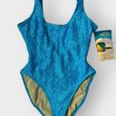 Newport News VTG Sun Streak  Swimsuit 90s 1990s NWT Textured High Cut Blue 12 Photo 8