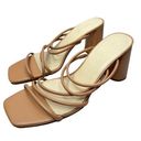 Nine West  Sandals Size 13 Tan Square Toe Block Heel Strappy Slip On Photo 0