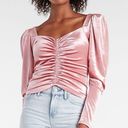 EXPRESS  Pink Velvet Ruched Puff Long Sleeve Crop Top XS Photo 0