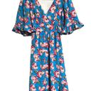 Betsey Johnson NWOT  rare Belted Blue and Pink Vintage Rose Print Fit and Flar… Photo 3