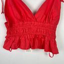 Sim & Sam NWT  Tie Shoulder Ruffle Hem Crop Top Tank Salmon Size Small S NEW Photo 3