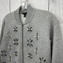 Banana Republic  (XS) Gray Sweater Jacket Full Zip Up Beaded Terry Lining Photo 2