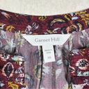 Garnet Hill  Quinn Crêpe Blouse Top Shortsleeve Floral Burgundy Size XS Photo 11