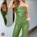 ZARA Green Faux Leather Bodysuit Photo 3