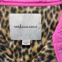 American Eagle Leopard Print Fleece Lined Sherpa Jacket Snap Photo 8