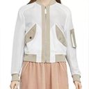 BCBGMAXAZRIA  Hugh Mesh Bomber Jacket Beige/White Size XXS NEW Photo 0