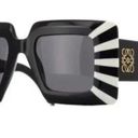 Loewe  Women's Black White Anagram Stripe Square Sunglasses Oversized Gold Logo Photo 1