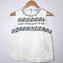 Draper James  Embellished Floral Beaded White Sleeveless Tank Top Photo 0