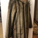 Dennis Basso Coat Reversible Faux Suede Fur Mink Brown Hooded Photo 7