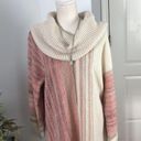 cupio Womens  Long Sleeve Cowl Neck Striped Beige Pink Sweater Size Large Photo 1