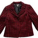 Houndstooth Semantiks Jacket Red Black  3/4 Sleeve Career Blazer Size 8 Petite Photo 11