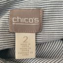 Chico's Chico’s blue and white stripe long cotton blouse roll up sleeves Size 2 Large 12 Photo 5