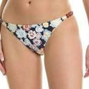 Tanya Taylor NWT  Tia Bikini Bottom Floral Dahlia Beaded Hips Swim L Navy Blue Photo 0