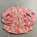 Rebecca Taylor  Pink & Cream 100% Cotton Floral Print Button Up Blouse Size 6 EUC Photo 0