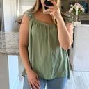 The Loft  Outlet XL Green Ruffle Flutter Sleeve Tank Top Women's Photo 4