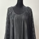 kim rogers  Pleated Tunic Top Black Round Neck Semi Sheer Plus Size 1X Workwear Photo 1