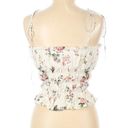 Reformation NWT  Arancia Top in Flourish Floral Tie Strap Smocked Crop Blouse M Photo 5