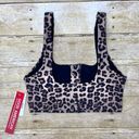 Good American NWT  Performance The Zip Up Sports Bra Leopard Print Photo 5