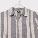 Orvis  Linen Rayon Blend Striped Button Down Roll Tab Sleeve Size Small Photo 2