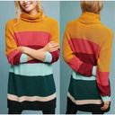 Farm Rio  Anthropologie Women XS Sweater Dress Metallic Rainbow Striped Mock Neck Photo 1