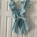 Francesca's NWT Francesca’s Blue Simone Ruffle Top Photo 1