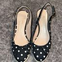 Kate Spade  Wedge Heels Slingback Espadrilles Black and white Polka Dot Size 7.5 Photo 0